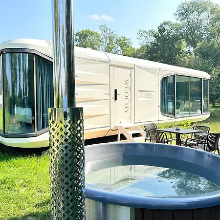 بيت خشبي Palac Wieniawskich - Luksusowe, Caloroczne Glampingowe Nad Jeziorem, Prywatna Balia, Park 10ha غرودزيسك مازوفيتسكي